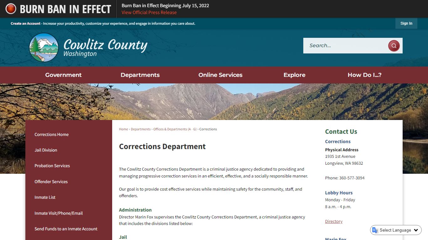 Corrections Department | Cowlitz County, WA - Official Website